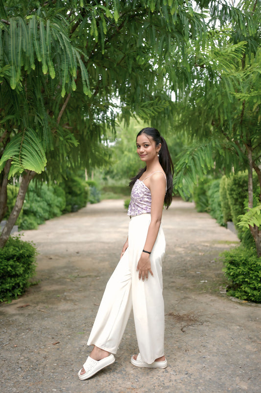 floral corset-style crop top