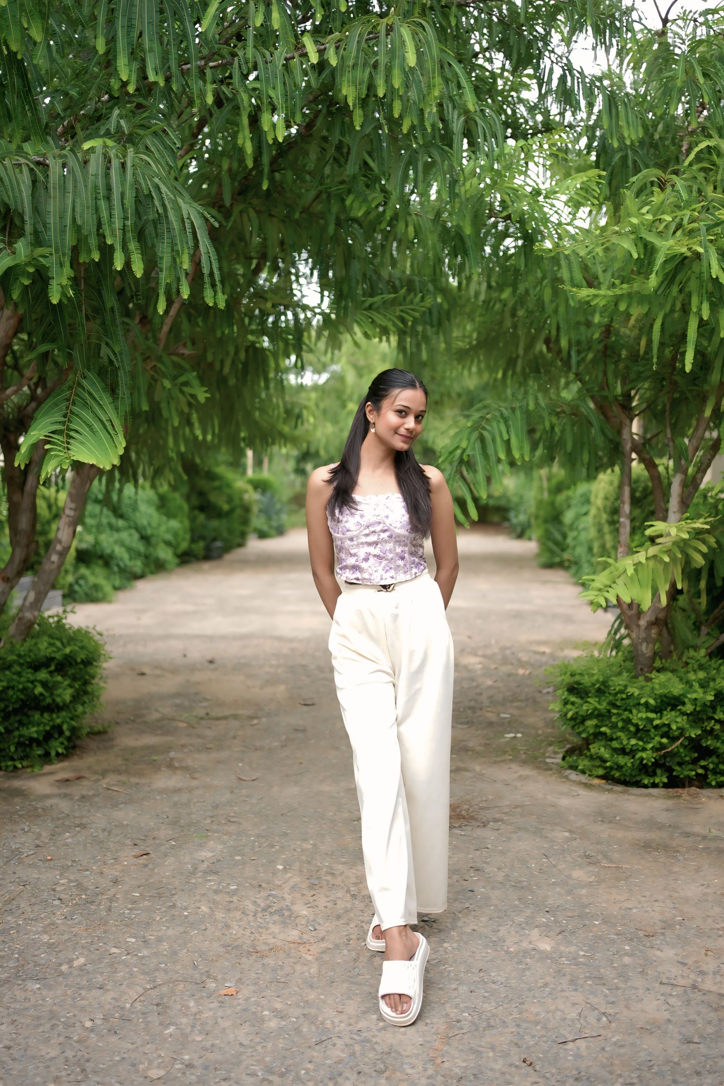 floral corset-style crop top