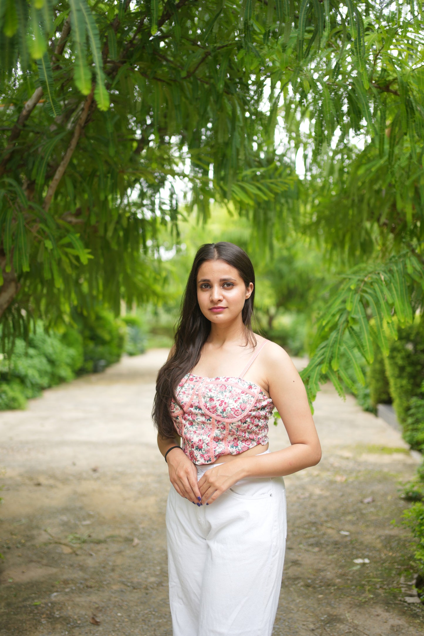 floral corset-style crop top